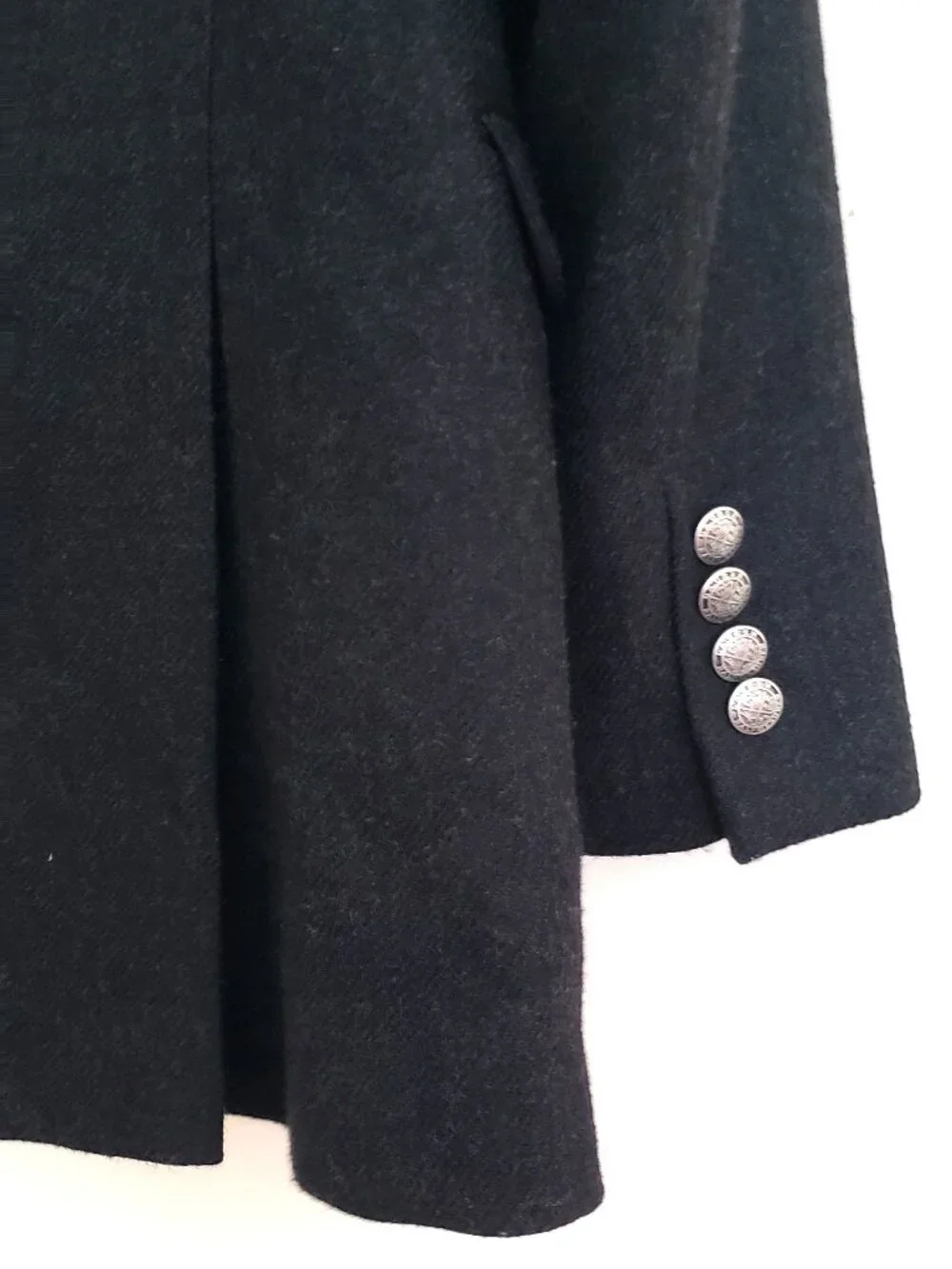 Lauren Ralph Lauren Men's 40R Tweed Charcoal Blazer Coat Jacket Silver Buttons